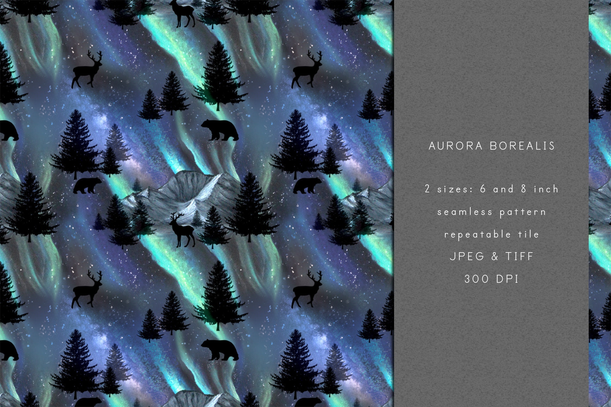 Aurora Borealis Seamless Pattern, Northern Lights Repeat Seamless, Aurora  Surface Design, Non Exclusive Texture Design, Tumbler Sublimation 