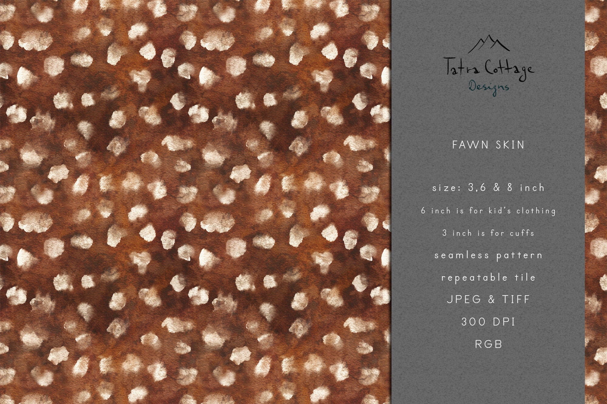 Deer Spots Skin Seamless Pattern: Watercolor Fawn Print (digital ...