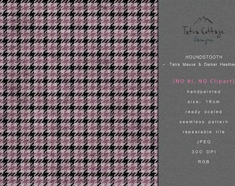 Houndstooth Seamless Pattern - Tatra Mauve & Darker Heather (JPEG Digital Download)