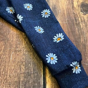 daisy denim seamless pattern faux, realistic jean effect