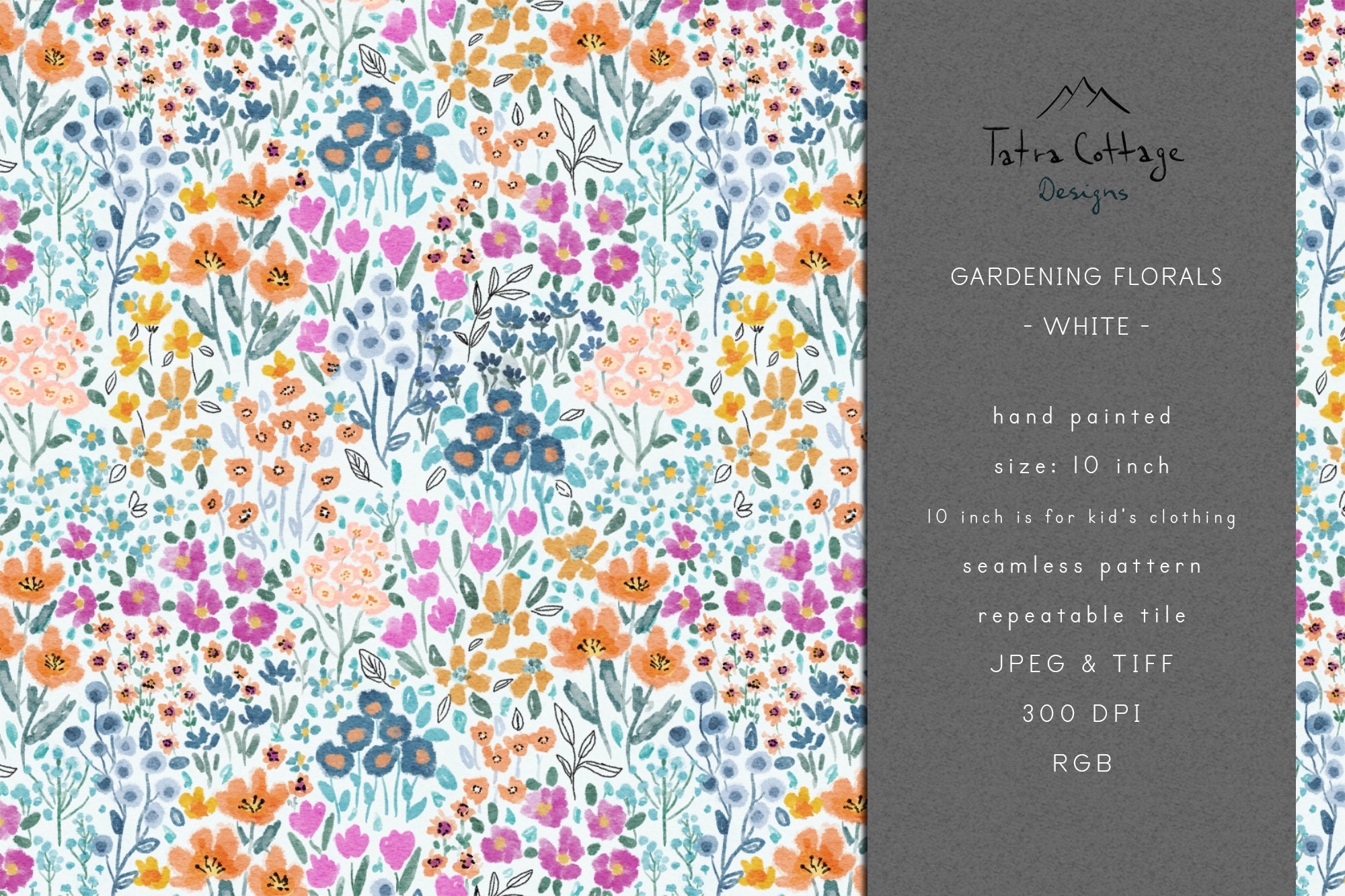 Spring Wildflower Seamless Pattern: Ditsy Floral Print on White (JPEG ...