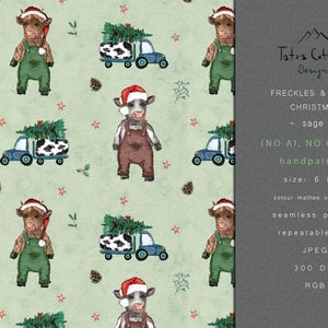 Julgårdskor Seamless Mönster: Fräknar & Fläck på Salviagrönt (JPEG)