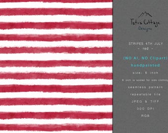 File con motivo a strisce rosse senza cuciture del 4 luglio, stampa a strisce acquerellate dipinte a mano per il Giorno dell'Indipendenza