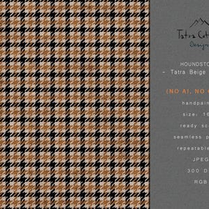 Houndstooth Seamless Pattern - Brown Beige (JPEG Digital Download)