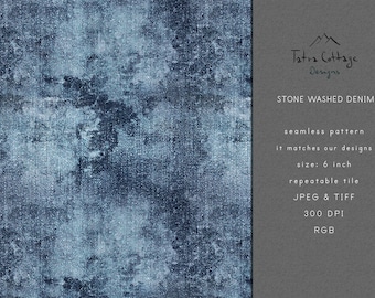 Blauwe gewassen denim stof naadloze patroonprint, distressed denim textiel herhaald ontwerp