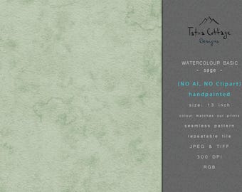Sage Green Watercolor Texture: Seamless Fabric Print Pattern (Commercial Licence Included)