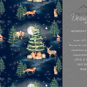 Christmas seamless pattern with woodland animals
