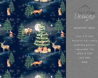 Christmas Seamless Pattern, Winter Seamless Woodland Animals Christmas Fabric Pattern Old Navy