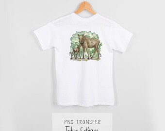 Moose Mom and Baby PNG: Hunting Theme Illustration (Digital Download PNG)