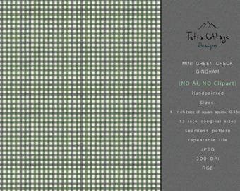 Mini Green Check Gingham Seamless Pattern for Fishing Lovers and Men