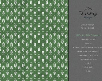 Farm Seamless Pattern: Country Foliage Ditsy Wheat - Tatra Grass (Digital Download)