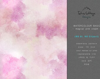 Pink Watercolor Texture Seamless Pattern: Fabric Print (JPEG)