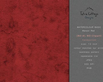 Red Seamless Pattern File - Textured Christmas Solid Plain Fabric Print (Maroon Red)