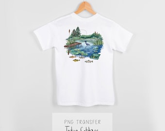 Fishing PNG: Fish Lake Theme Illustration (Digital Download PNG)
