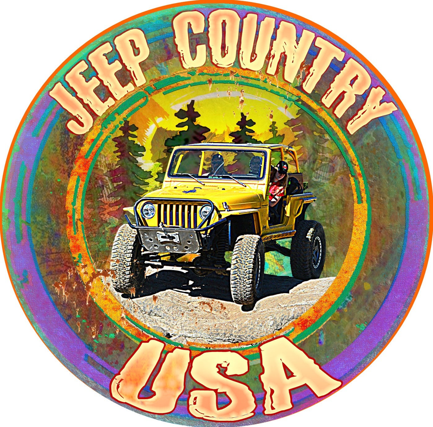 Jeep Country USA Metal Sign 14 Round Etsy