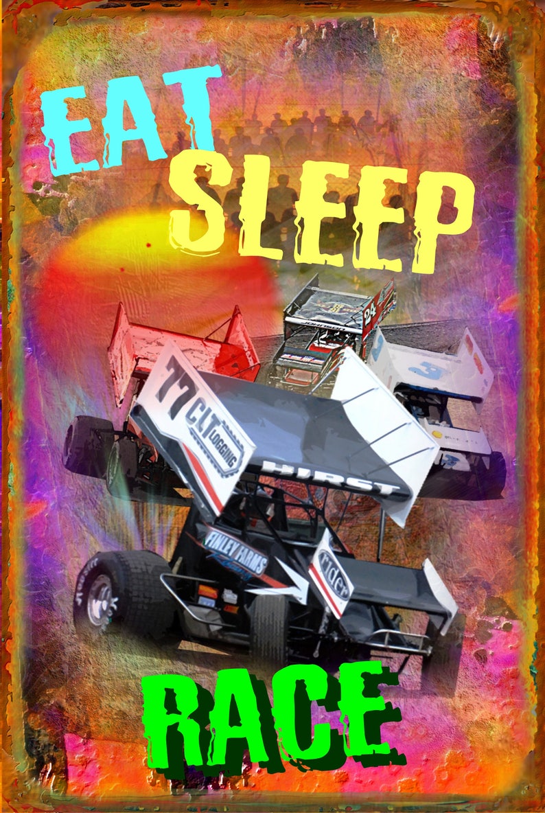 Racing Sprint Cars Metal Sign 12 X 18 Etsy