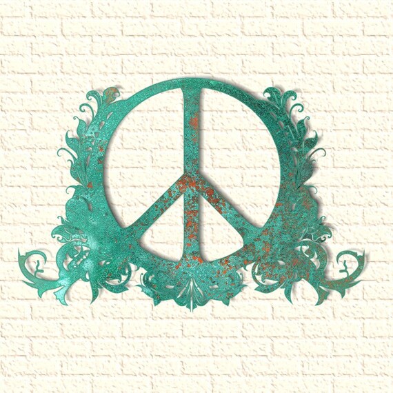 Peace Sign 14x14 Metal Wall Decor Etsy