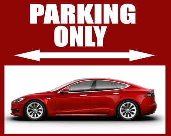 Parking  Metal Tin Garage Wall Sign  8x12" TWINPACK 2pc Tesla Vehicle Charging 