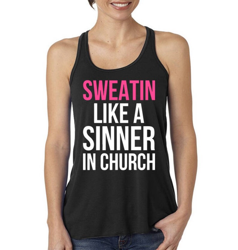 Sweatin like a sinner in church Funny workout gym shirt | Etsy