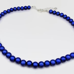 Royal Blue Beaded Necklace,  Electric Blue Jewelry Set, Miracle Bead Necklace, Glowing Reflective Choker, Blue Gift Idea for Women or Girls
