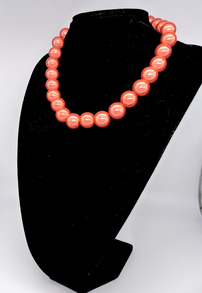 Large Orange Beaded Statement Necklace, Extra Large Chunky Miracle Bead Necklace, Funky Reflective Glowing Necklace, Orange Gifts For Her image 6