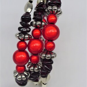 Roter Granat & Miracle Beads Multi Loop Armband: Januar Birthstone Geschenk