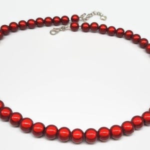 Red Miracle Bead Necklace Set: Luminescent Scarlet Choker, Bracelet and Earrings