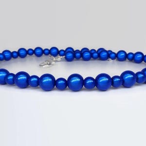Royal Blue Beaded Necklace Set, Sapphire Blue Miracle Bead Necklace, Glowing Colour Changing Reflective Choker, Electric Blue Gift for Women