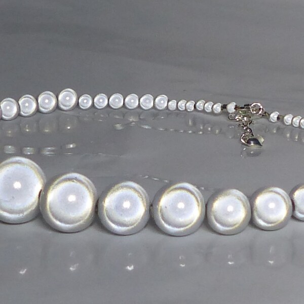 White Bead Necklace Etsy