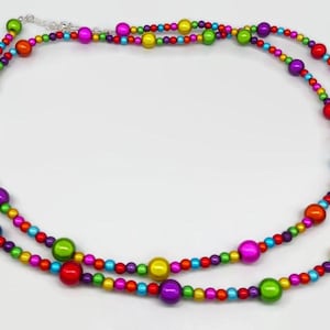 Extra Lange Bunte Reflektierende Halskette, Vielseitige leuchtende Wunder Perlenkette, Perlenkette Schlüsselband, Geschenk für Kollegen, Geschenk für Lehrer