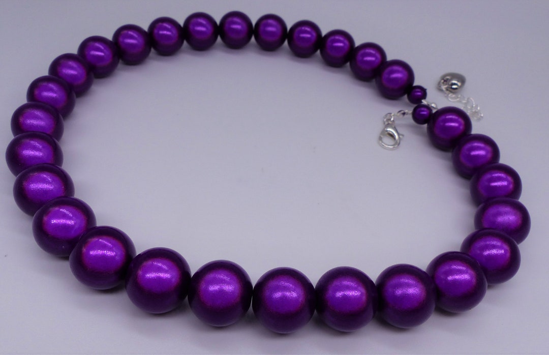 Dark Purple Necklace, Large Beaded Necklace for Women, Statement