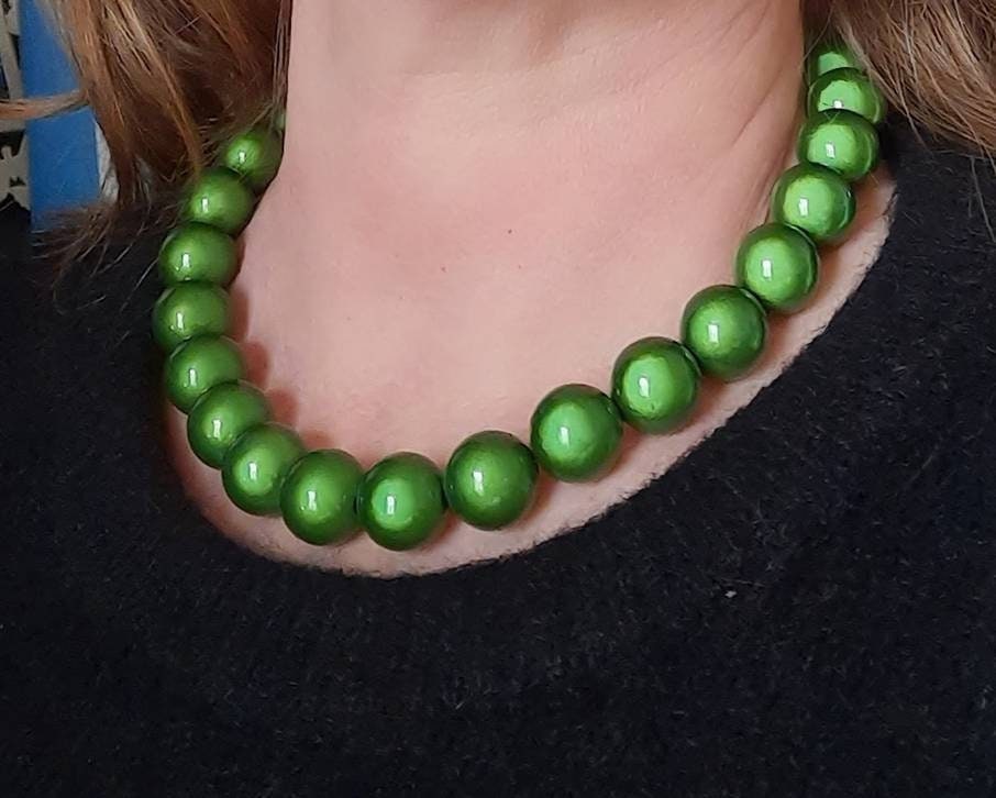 Emerald Green Large Bead Necklace 
