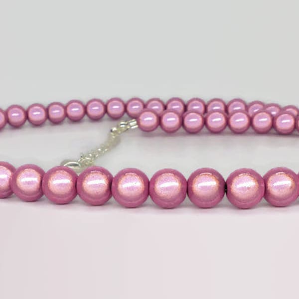 Baby Pink Pearl Bead Necklace and Earrings, Light Pink Miracle Bead Necklace, Glowing Jewellery for Women, Luminescent Necklace, Pink Gift