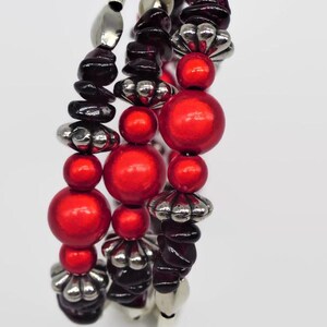 Red Garnet & Miracle Bead Multi Loop Bracelet: January Birthstone Gift