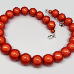 Große Orange Perlen Statement Halskette, extra große klobige Miracle Perlenkette, Funky reflektierender leuchtender Schmuck, orange Geschenke für Frauen