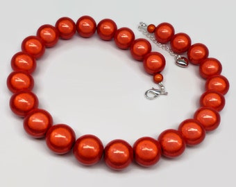 Große Orange Perlen Statement Halskette, extra große klobige Miracle Perlenkette, Funky reflektierende leuchtende Halskette, orange Geschenke für sie