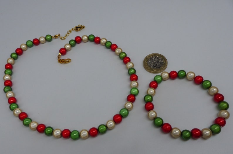 Beaded Christmas Necklace, Red, Green and Gold Miracle Bead Necklace, Christmas Jewelry Gift, Secret Santa for Women, Girls Stocking Filler image 6