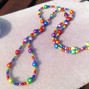 Long Rainbow Beaded Necklace: Colourful Miracle Bead Lanyard image 9