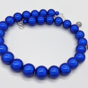 Royal Blue Statement Necklace, Sapphire Blue Large Miracle Bead Necklace, Cobalt Blue Wedding Guest Jewellery, Reflective Electric Blue Gift