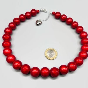 Rote Perlen Halskette, Rubin Rot Miracle Perlen Halskette, Scharlachrot Choker, Kirschrot Große Perlen Statement Halskette, Sommer Urlaub Schmuck