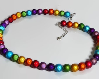 Rainbow Miracle Bead Necklace: Multicoloured Illusion Choker