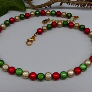 Beaded Christmas Necklace, Red, Green and Gold Miracle Bead Necklace, Christmas Jewelry Gift, Secret Santa for Women, Girls Stocking Filler image 3