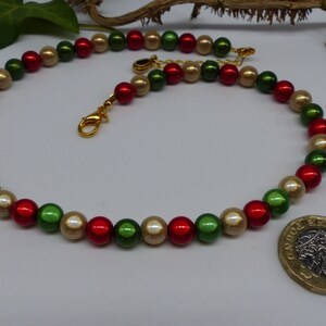 Beaded Christmas Necklace, Red, Green and Gold Miracle Bead Necklace, Christmas Jewelry Gift, Secret Santa for Women, Girls Stocking Filler image 4