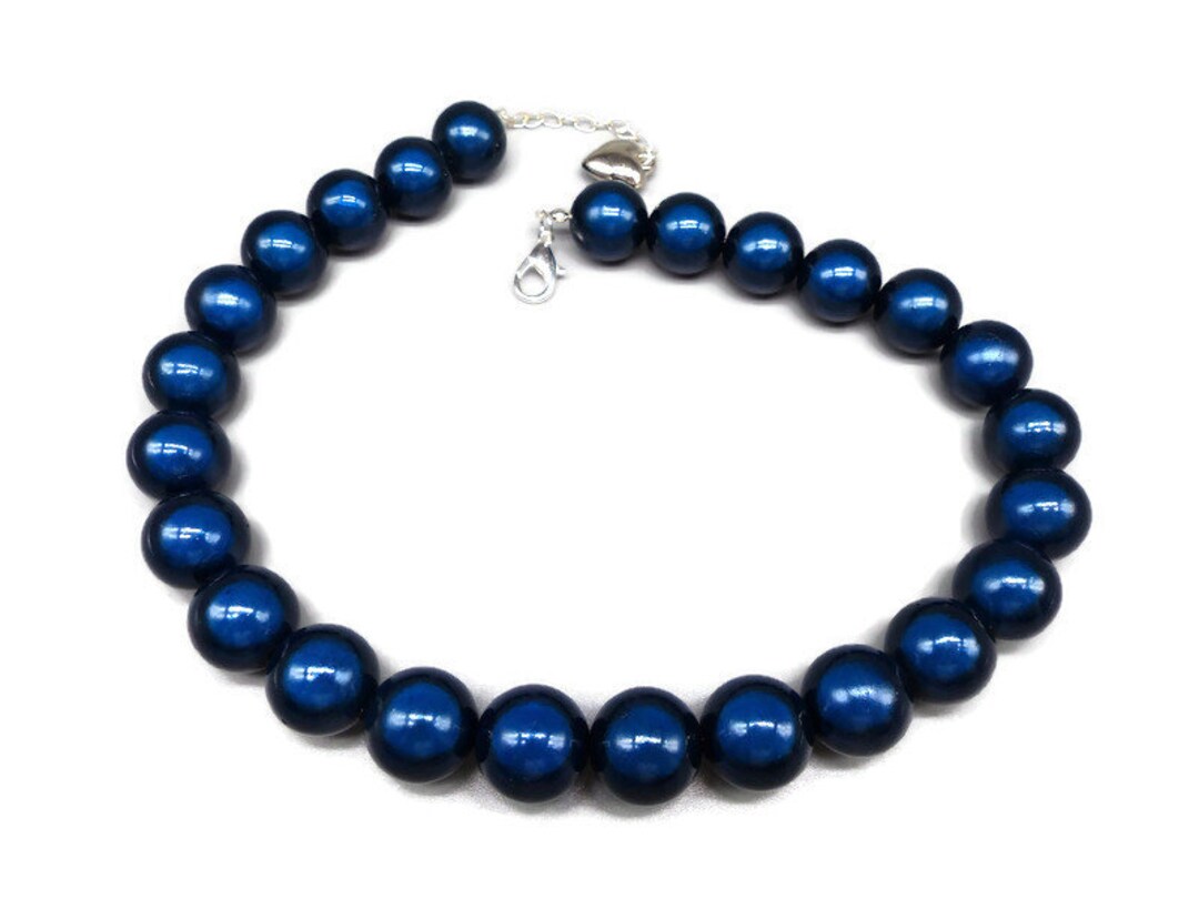Navy Blue Statement Necklacelarge Miracle Bead Chunky Glowing Etsy