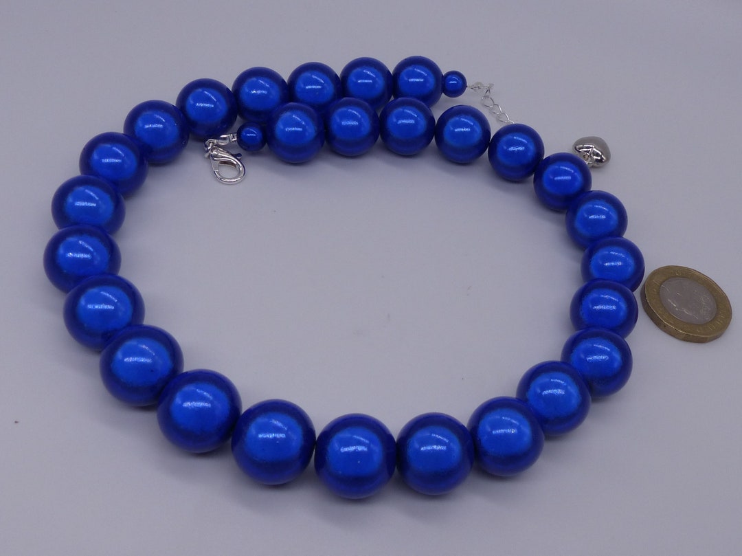 Royal Blue Statement Necklace, Sapphire Blue Large Miracle Bead