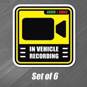 In vehicle recording sticker car safety video audio notice set of 6
