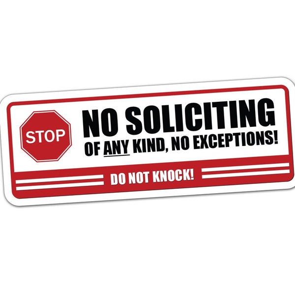 No Soliciting sticker | window sticker | vinyl label decal | home knocking notice knock door notice sticker