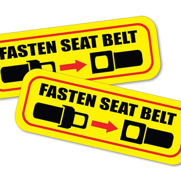 Fasten Seat Belt sticker warning caution vehicle car bus caution safety strap set of 2