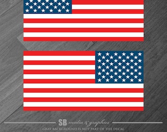American Flag Decal Sticker Set: Mirrored Red White Blue Vinyl