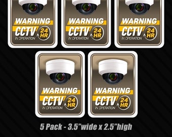 CCTV Warning Stickers 5-Pack – Security Camera Decal